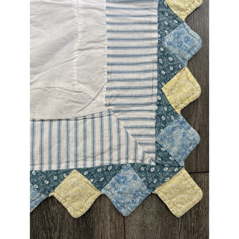 Cotton Coastal Quilted Baby Throw Blanket Yellow Blue 45” X 55” Beach Cottage - Picture 3 of 6